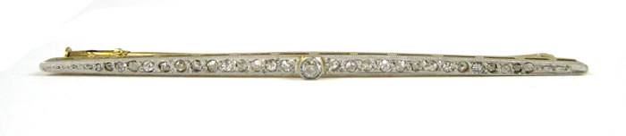 Appraisal: DIAMOND AND EIGHTEEN KARAT GOLD BAR PIN measuring - inches