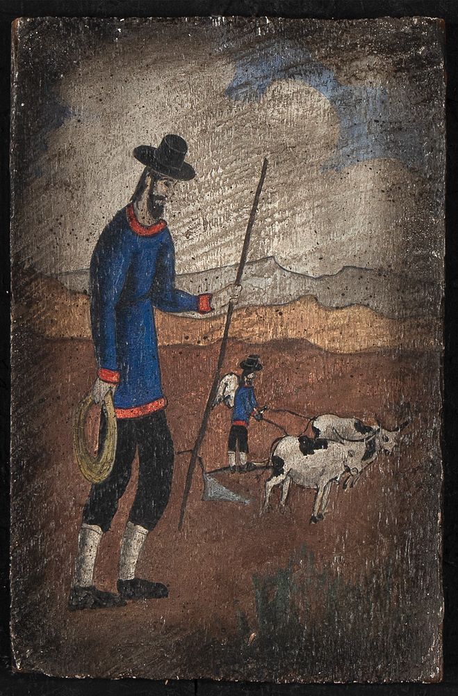 Appraisal: New Mexico Folk Art Retablo of San Ysidro th Century