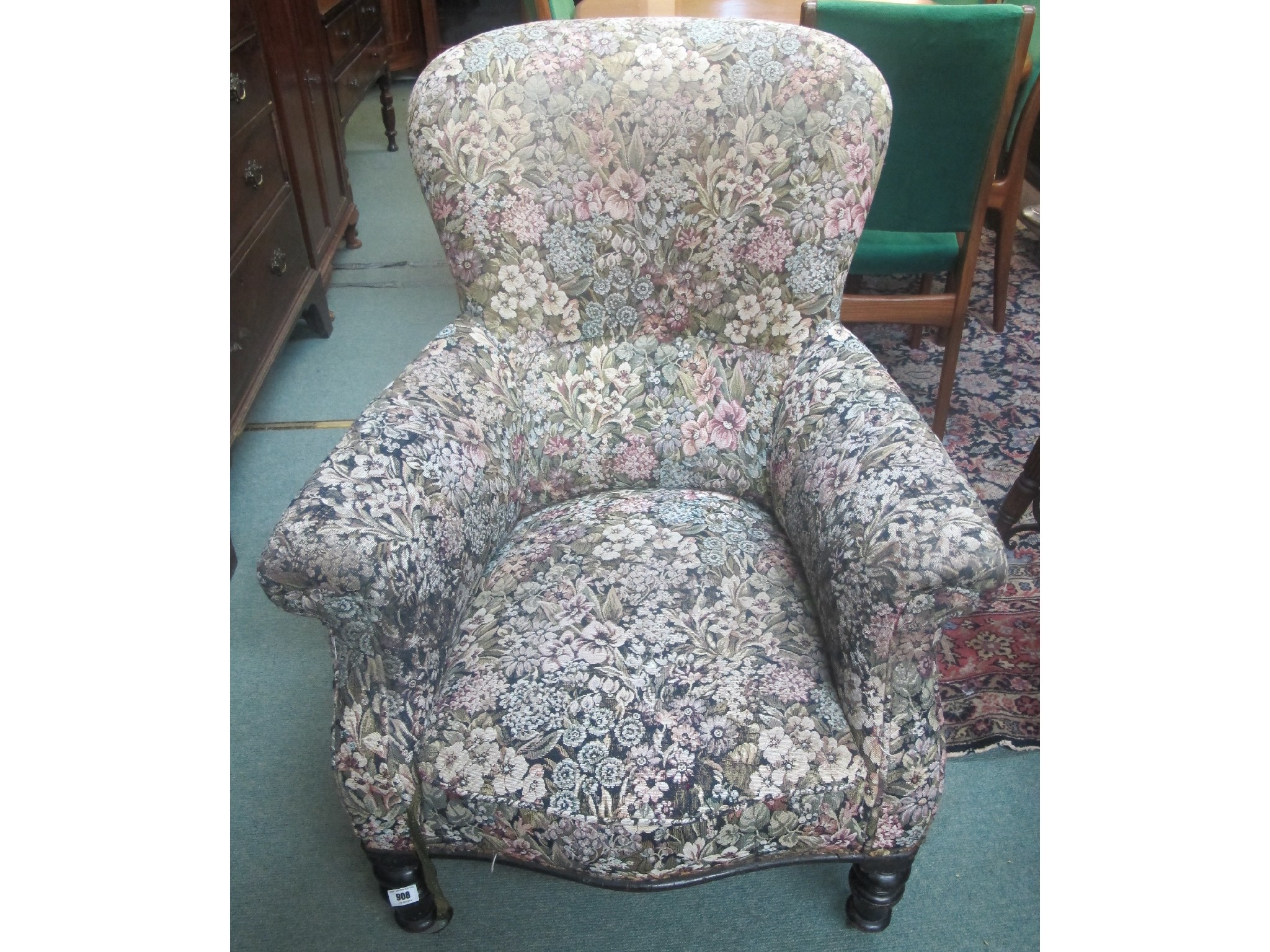 Appraisal: A Victorian floral upholstered armchair