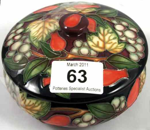 Appraisal: Moorcroft Box Cover decorated with red white berries diameter cm