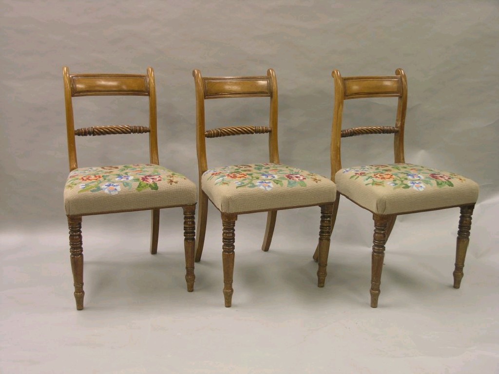 Appraisal: A set of six th century mahogany dining chairs with