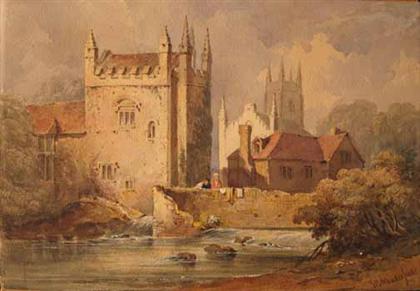 Appraisal: JUAN BUCKINGHAM WANDESFORDE american - CONTINENTAL CHURCH AND RIVER SCENE