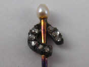 Appraisal: An antique untested pearl and rose cut diamond pin with