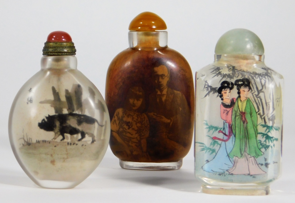 Appraisal: PC CHINESE HAND PAINTED GLASS SNUFF BOTTLES China th CenturyGroup