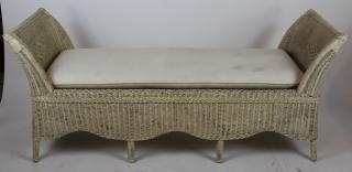 Appraisal: Painted Wicker backless settee Painted Wicker backless settee w x