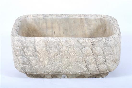 Appraisal: CHINESE WHITE STONE JARDINI RE th century Carved with cloud