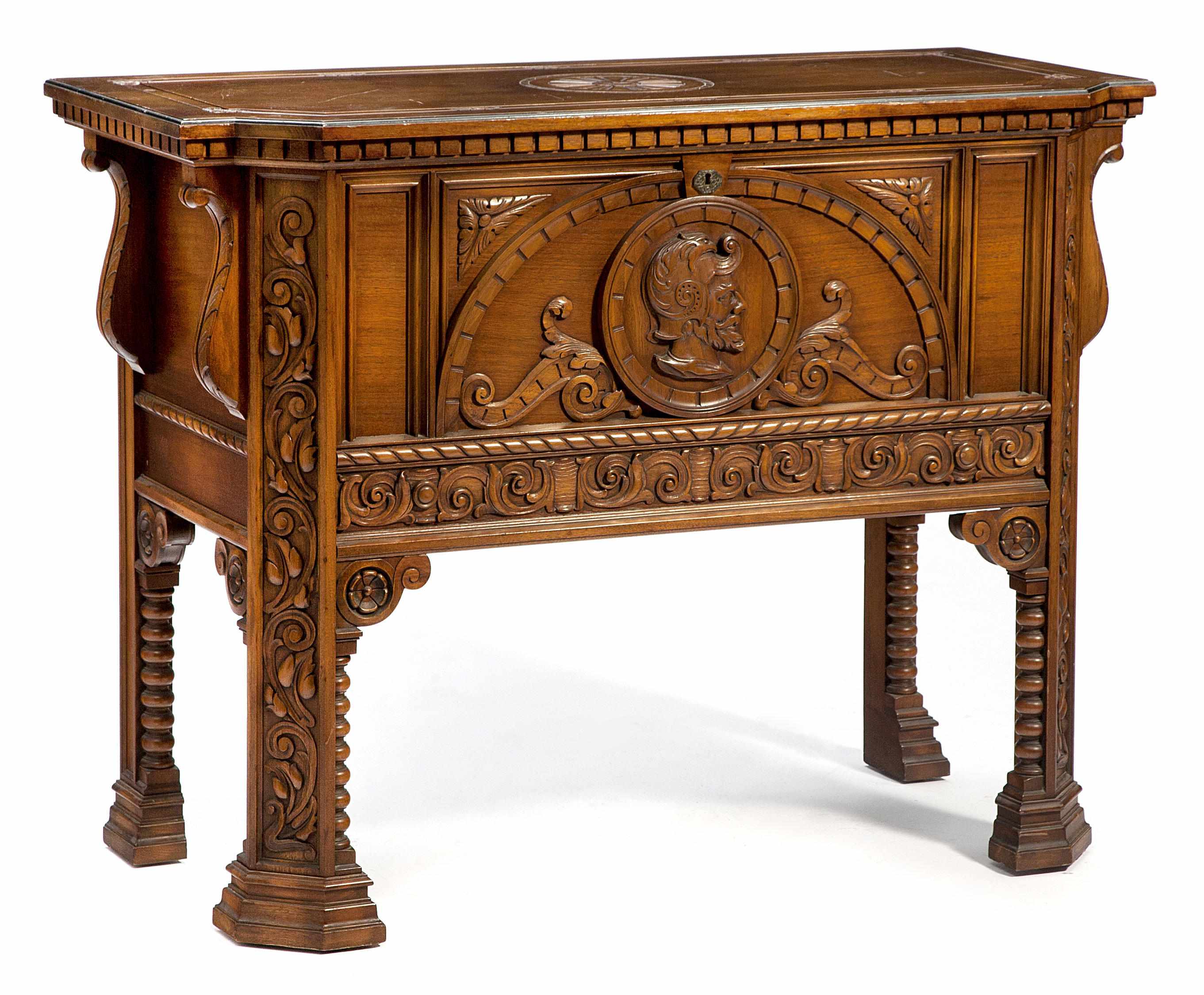 Appraisal: A Renaissance style oak chest on stand height in width