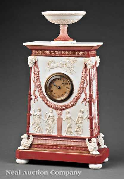 Appraisal: A Paris Biscuit Porcelain Clock th c of Empire form