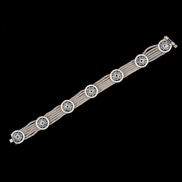 Appraisal: Denmark Enameled Bracelet Sterling A sterlin silver Denmark enamel bracelet