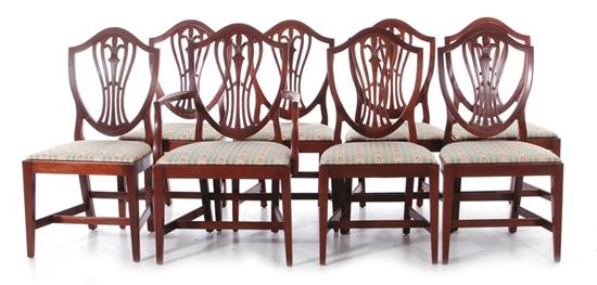 Appraisal: Hepplewhite style mahogany dining chairs side and armchairs BH SH