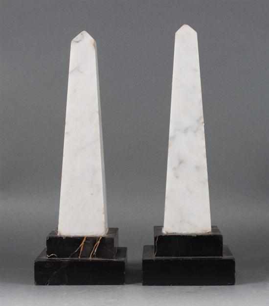 Appraisal: Pair of neoclassical style marble obelisks late th century white