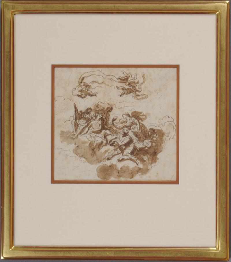 Appraisal: ITALIAN SCHOOL ALLEGORY OF THE VIRTUES Sepia ink and wash