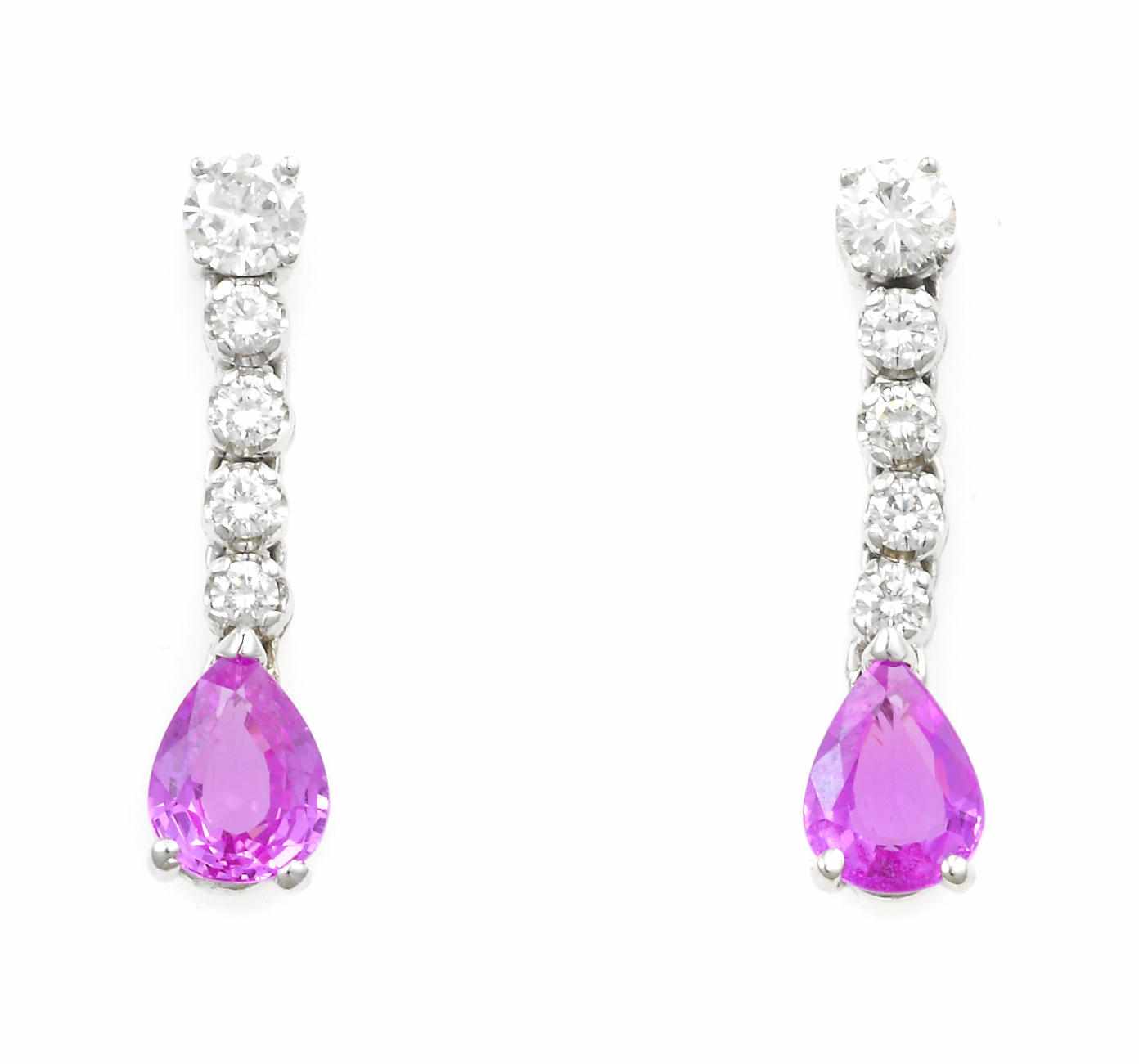 Appraisal: A pair of pink sapphire and diamond earrings Tiffany Co