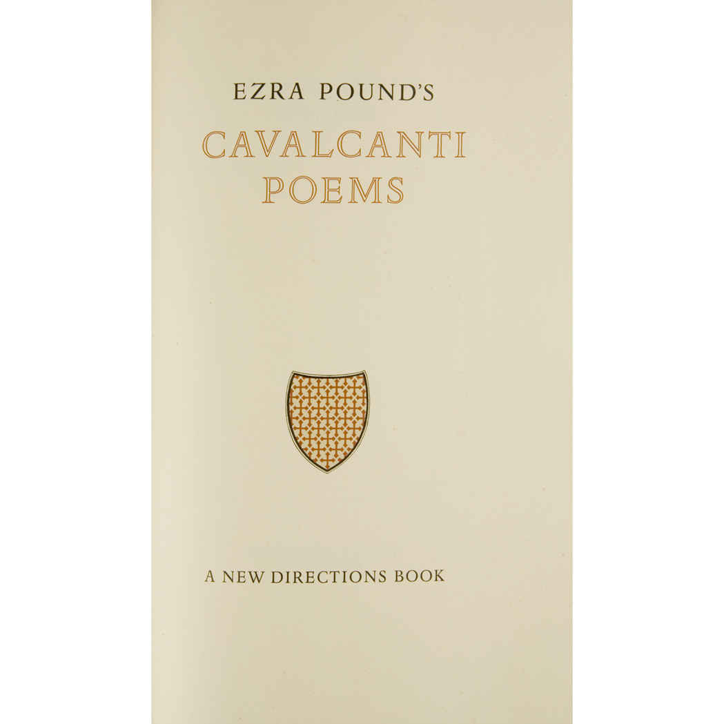 Appraisal: POUND EZRA Ezra Pound's Cavalcanti Poems New York New Directions