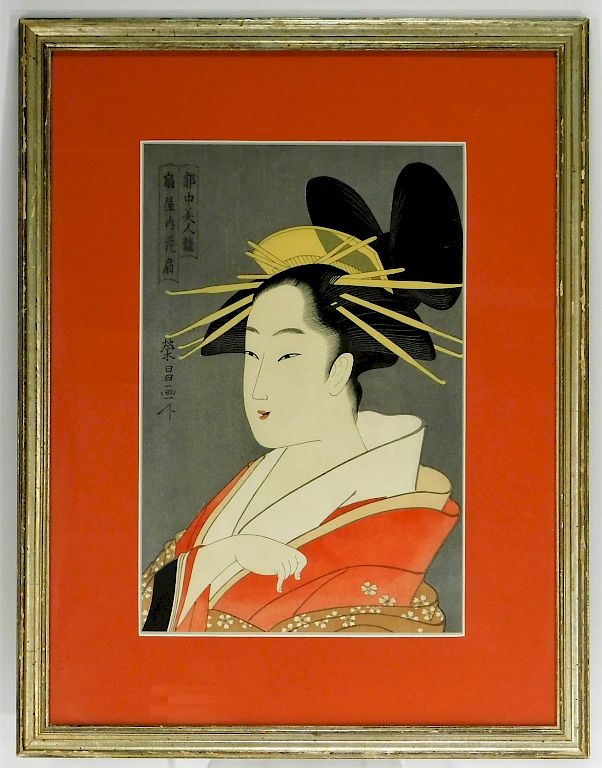 Appraisal: Portrait of a Geisha Woodblock Print Japan Meiji Period Depicts