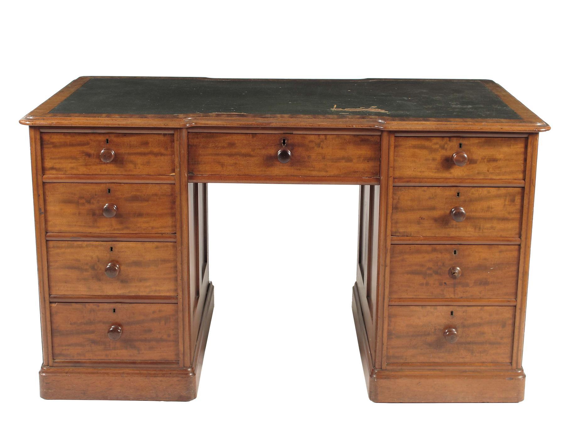 Appraisal: A th century mahogany pedestal desk