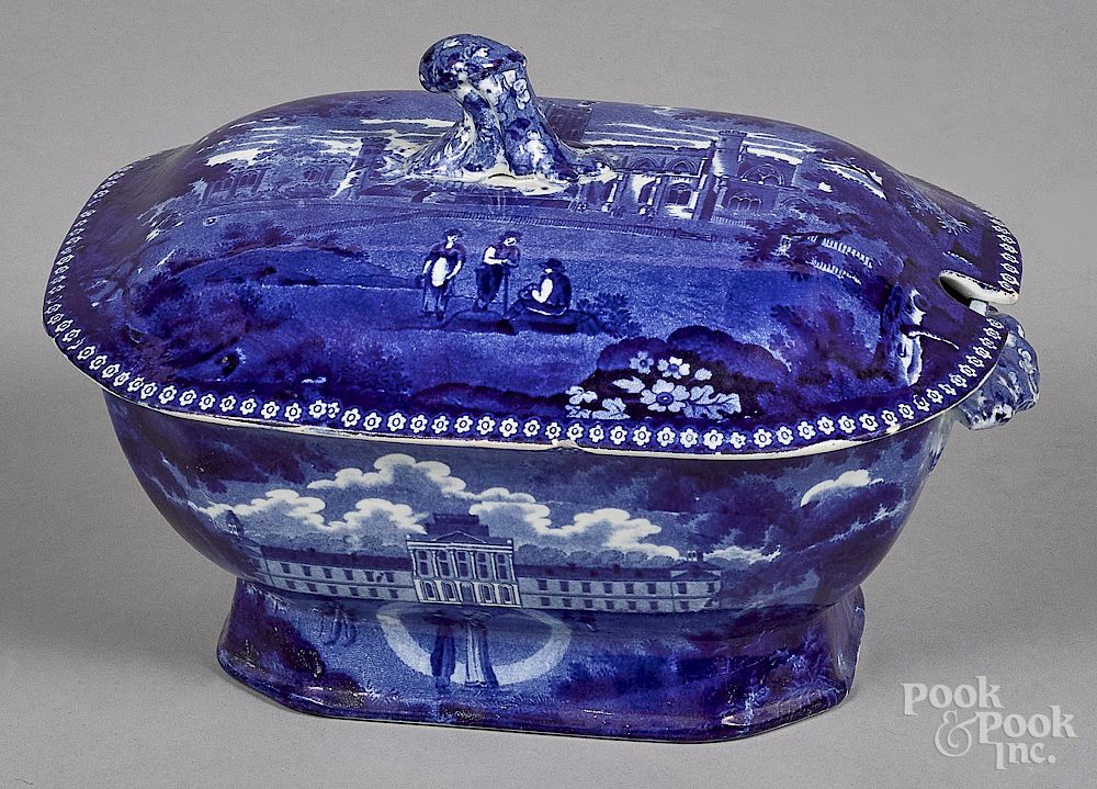 Appraisal: Historical blue Staffordshire tureen Historical blue Staffordshire Pennsylvania Hospital Philadelphia