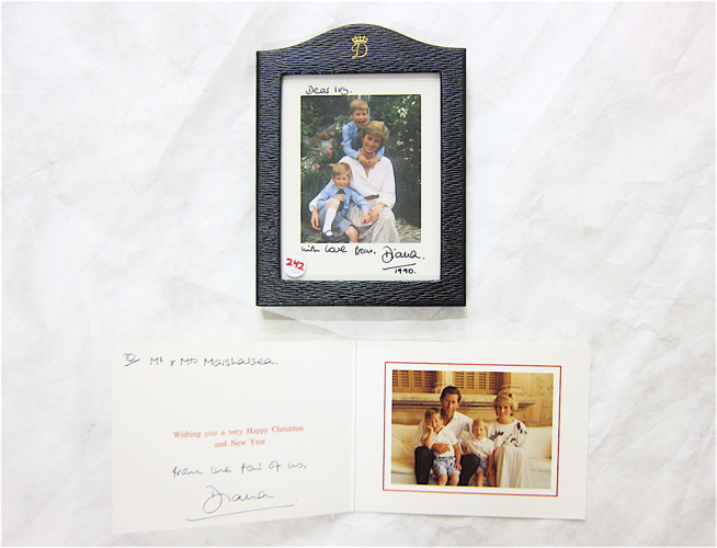 Appraisal: TWO AUTOGRAPHED CARDS Prince Charles Princess Diana Christmas and New