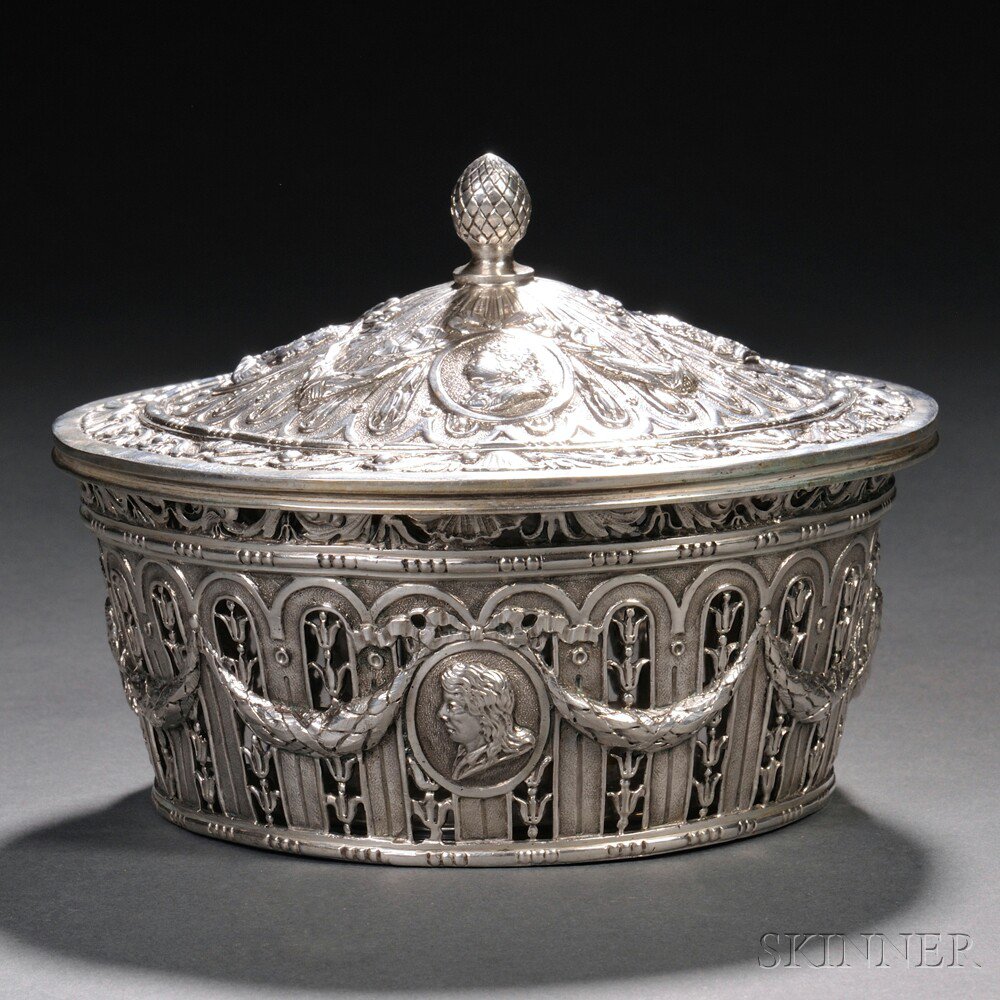 Appraisal: German Silver Covered Bowl Hanau late th early th century