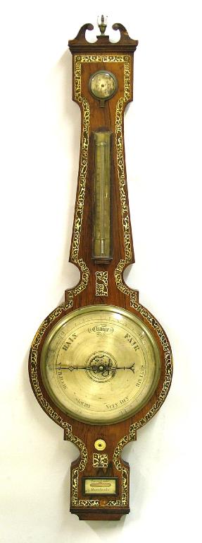 Appraisal: Rosewood four glass wheel barometer signed Caminada Manchester the silvered