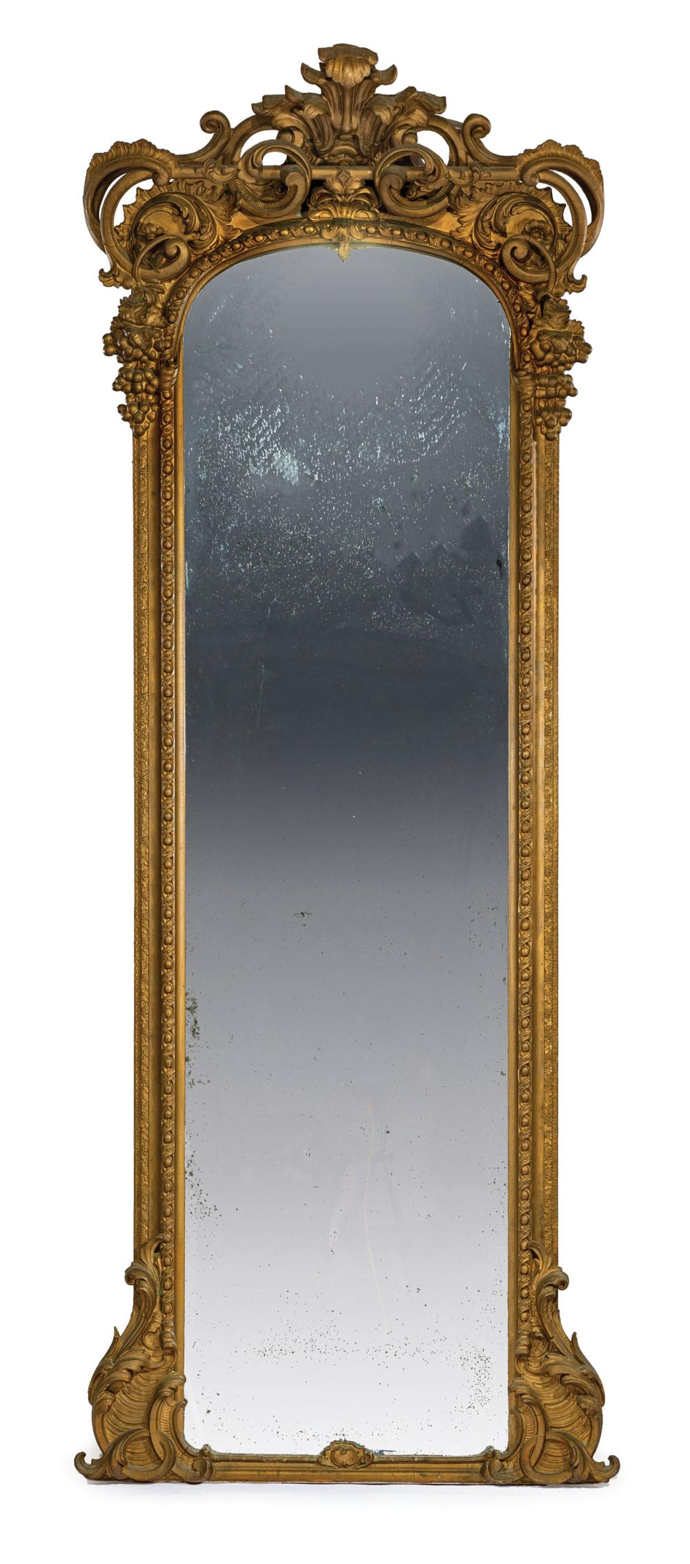 Appraisal: American Classical Gilt Pier Mirror th c foliate crest and