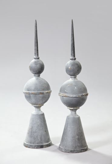 Appraisal: Large Pair of French Patinated Zinc Roof Finials first quarter