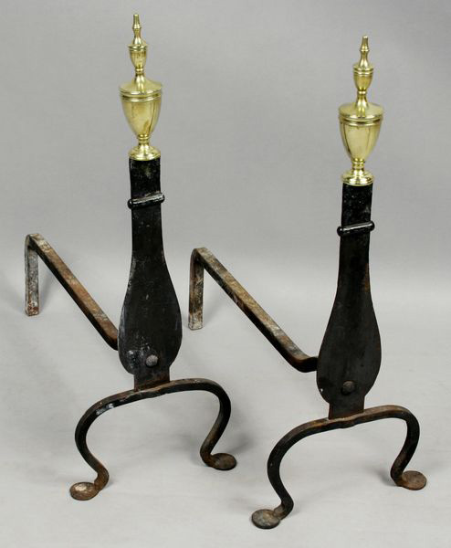 Appraisal: - Pair of th C American Knife Blade Andirons Pair