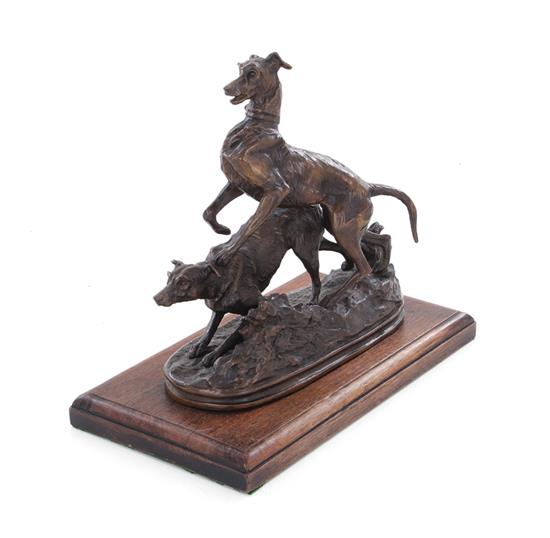 Appraisal: Pierre Jules Mene after French - RUSSIAN WOLFHOUNDS Borzoi bronze