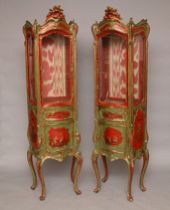 Appraisal: A Pair of Venetian Roccoco Style Chinoiserie Decorated Vitrines Late