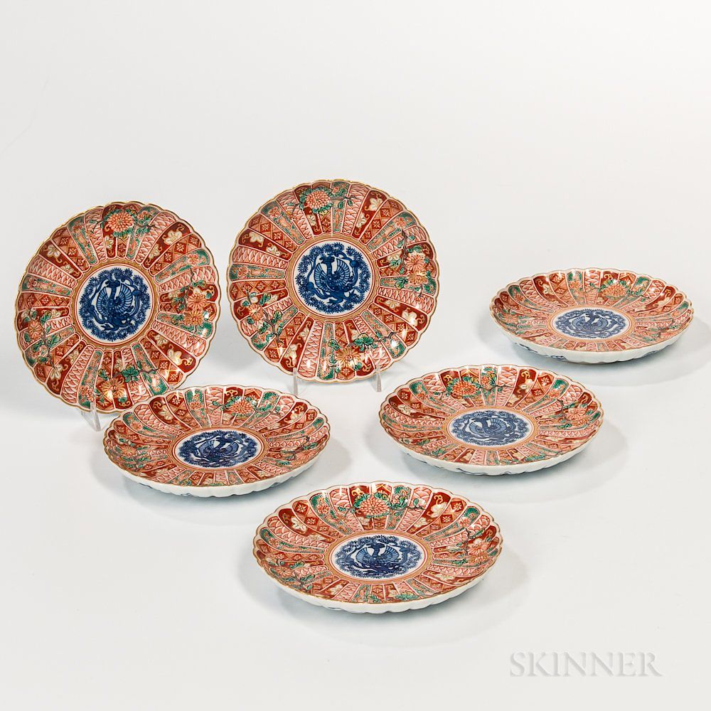 Appraisal: Set of Six Imari Chrysanthemum Dishes Set of Six Imari