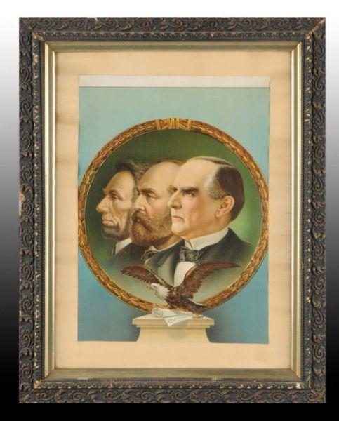 Appraisal: Paper Litho Poster Featuring Presidents Description Circa s Framed under