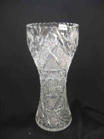 Appraisal: Cut Glass Vase fancy starburst diamond cross hatching with floral