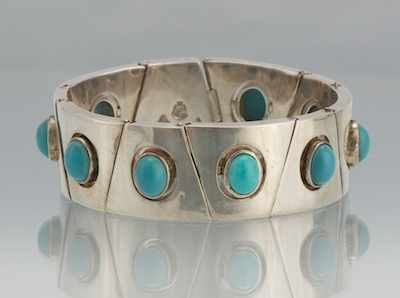 Appraisal: An Antonio Pineda Sterling Silver and Turquoise Bracelet sterling silver