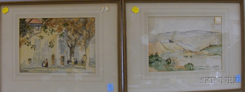 Appraisal: Two Framed Watercolor on Paper board Landscapes each inscribed philkelley