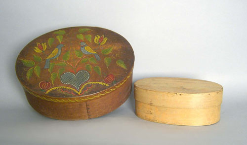 Appraisal: Two bentwood boxes th c the larger with later Pennsylvania