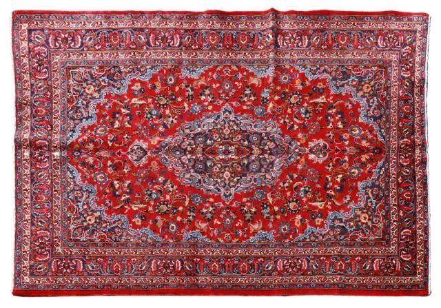 Appraisal: Hand-tied Persian Mashad rug approx ' l ' w