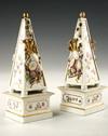 Appraisal: OBELISKS - Pair of circa Meissen obelisks blue crossed swords