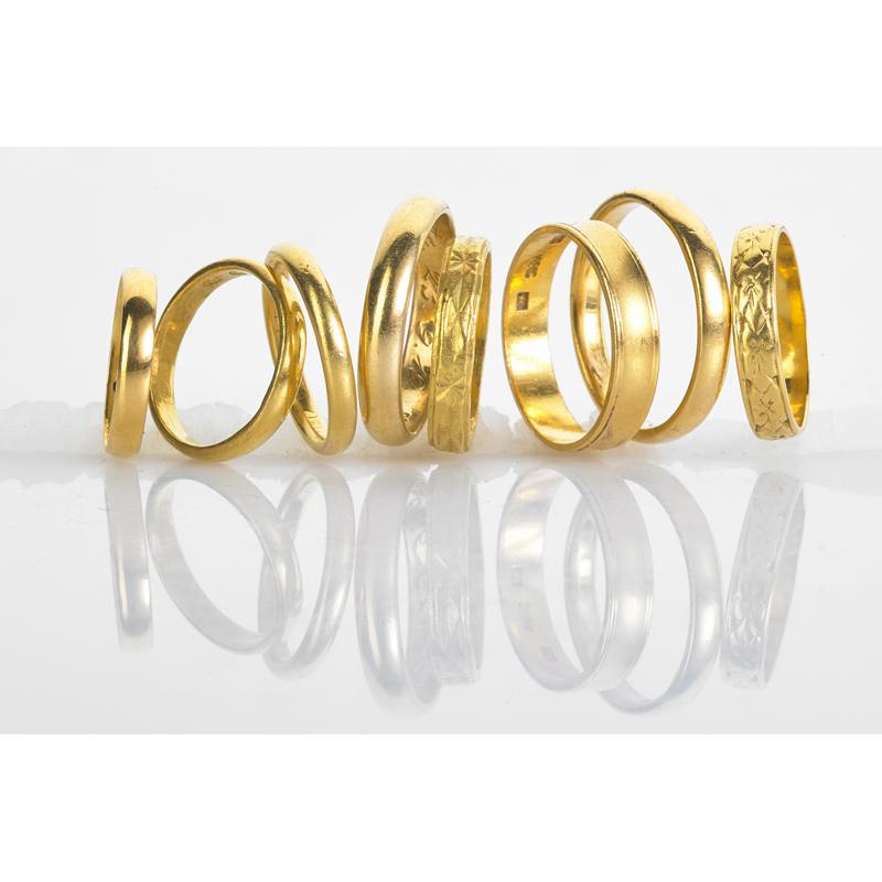 Appraisal: EIGHT HIGH CARAT GOLD BANDS INCLU TIFFANY CO Condition Report