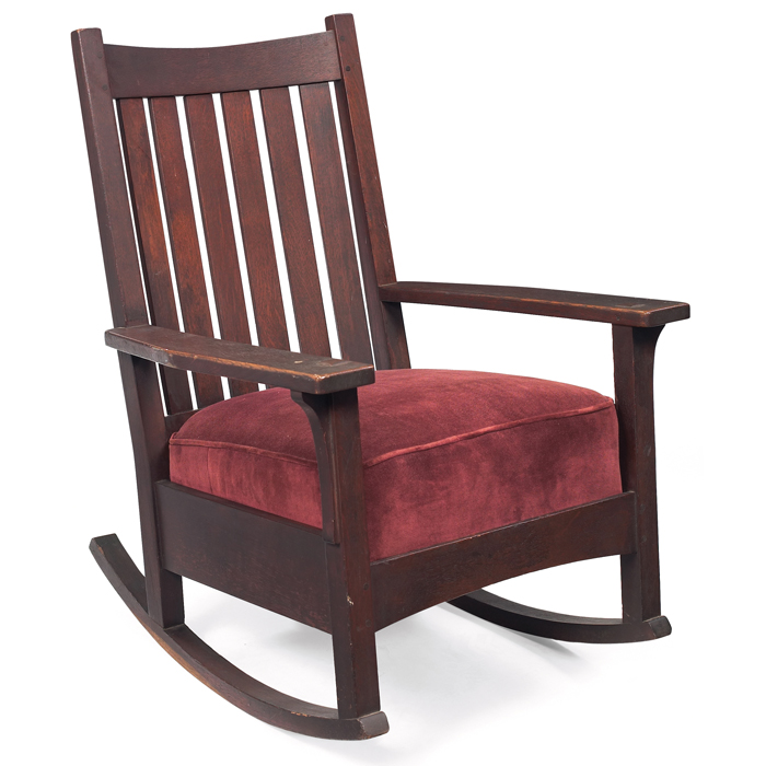 Appraisal: L and JG Stickley rocker highbackform with arched top rail