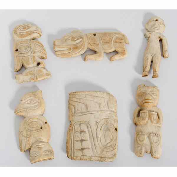 Appraisal: Tlingit Bone Amulets lot of including figures of a bear