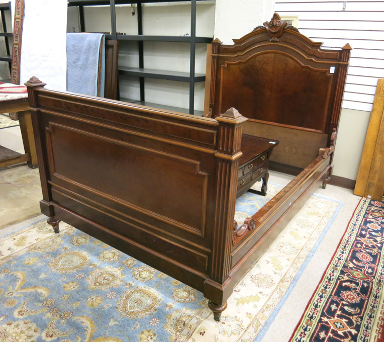 Appraisal: A VICTORIAN MAHOGANY AND WALNUT BED WITH RAILS Louis XVI