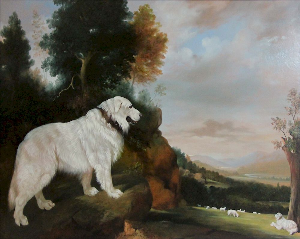 Appraisal: COMTE BERNARD DE CLAVIERE FRENCH - Oil on Canvas Dogs