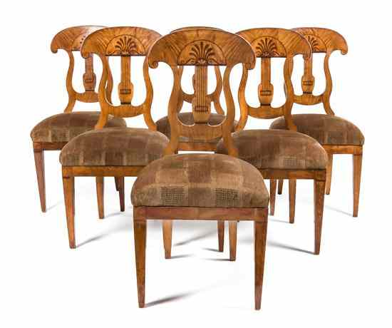 Appraisal: A Set of Six Biedermeier Satinwood Veneer Side Chairs each