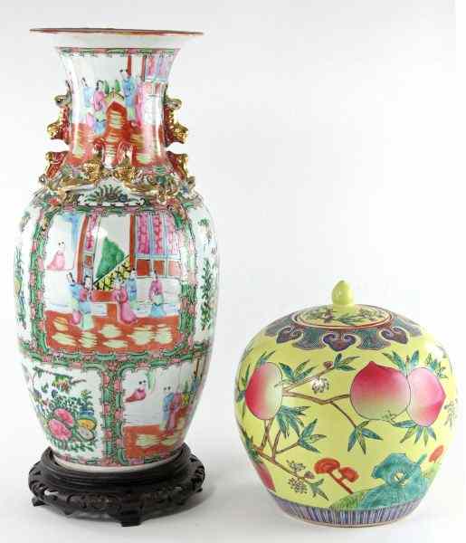 Appraisal: Two Pieces of Asian Porcelainboth th century one a famille