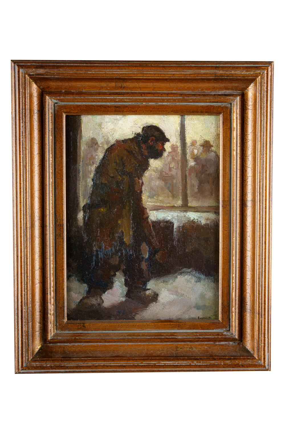 Appraisal: EUGENE HIGGINS HUNGRY oil on board signed lower right Provenance