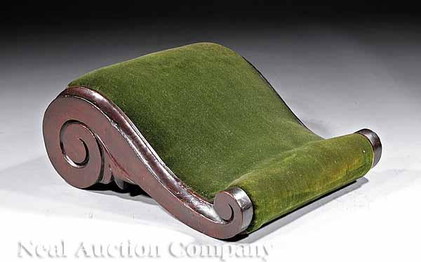 Appraisal: An American Late Classical Carved Mahogany Gout Stool c green