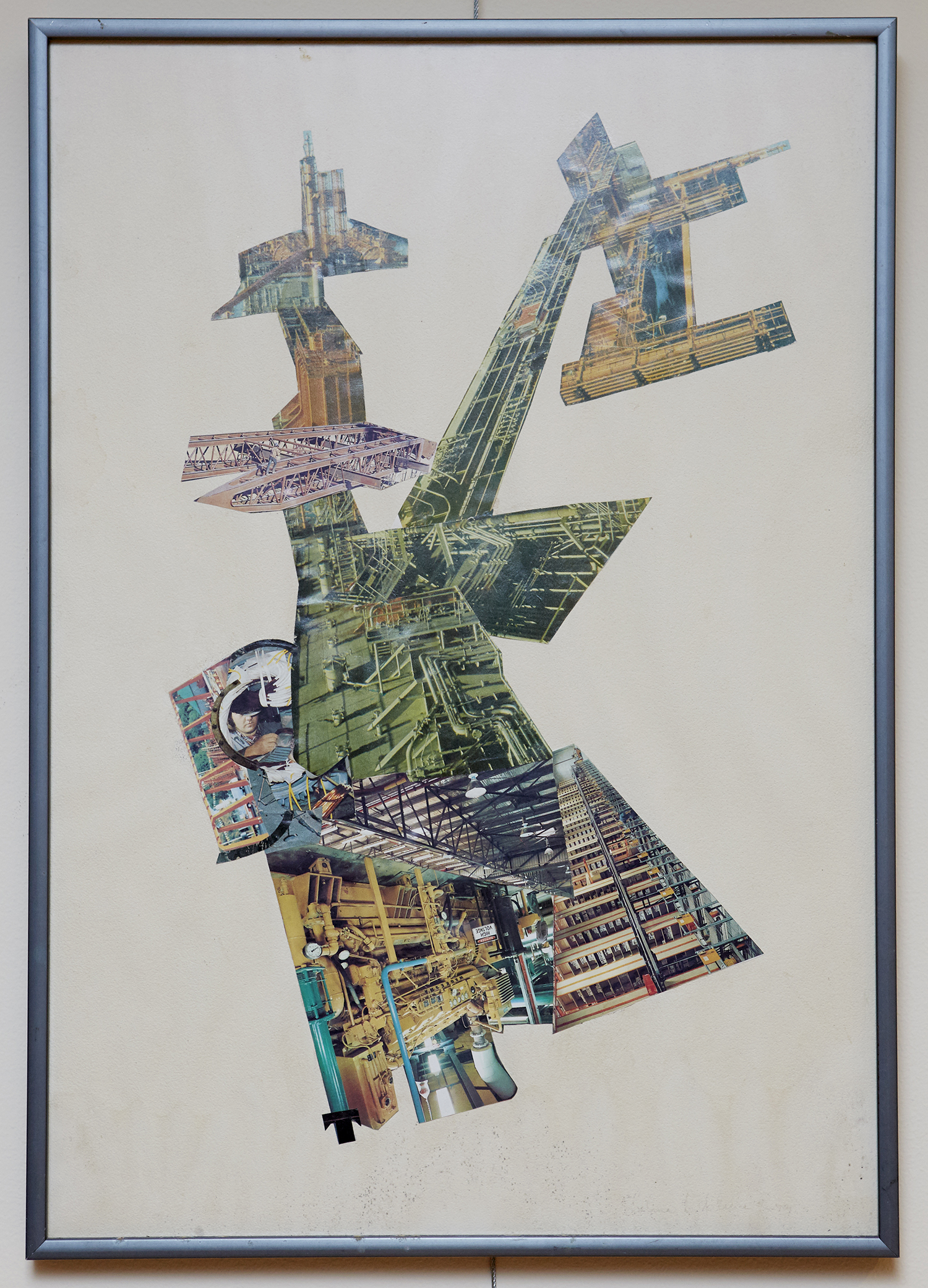 Appraisal: THELMA CLUNE - Celebration Industrial Scape collage on paper x