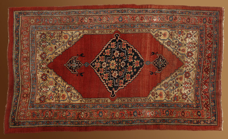 Appraisal: A Persian woolen rug possibly Bijar A Persian woolen rug