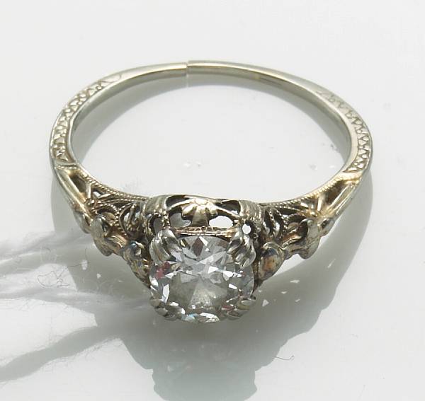 Appraisal: A diamond and k white gold ring center diamond weighing