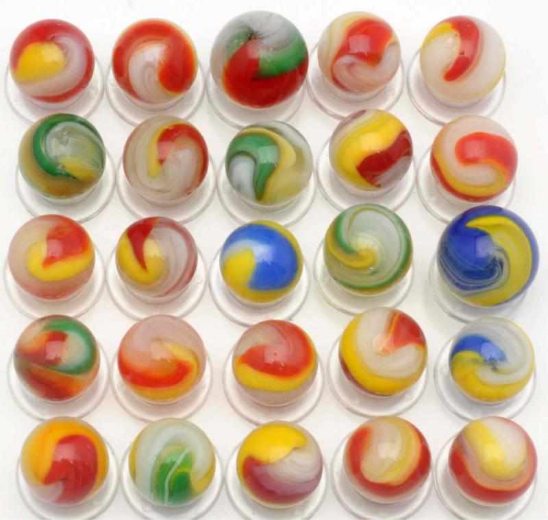 Appraisal: Lot of Akro Agate Popeye Marbles Includes yellow and orange